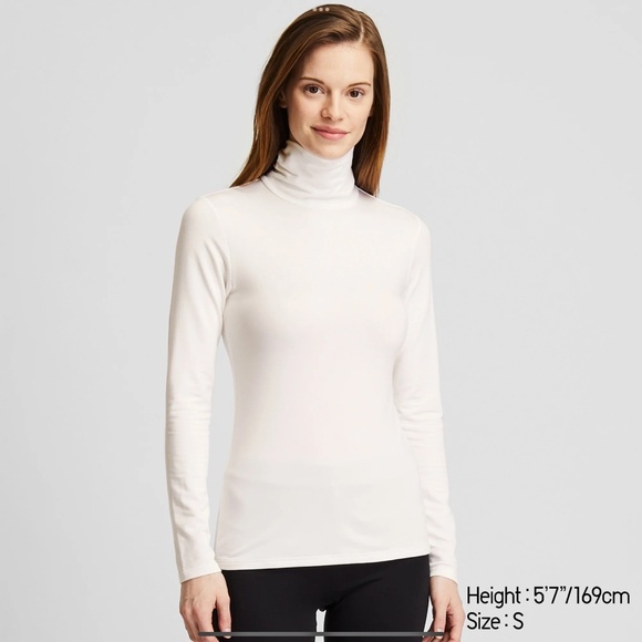 UNIQLO Heattech White Turtleneck Long Sleeves Top - Picture 1 of 3